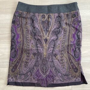 Etro Purple and Gray Paisley Pencil Skirt